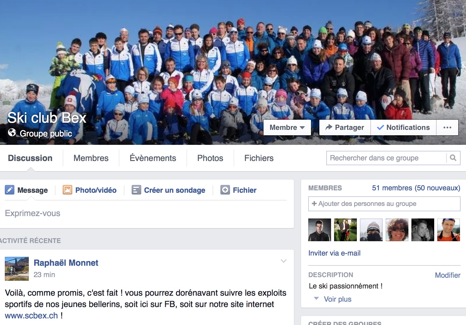 Le ski club Bex sur Facebook !