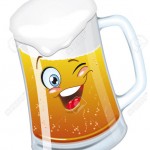 beer glass mug with foam cartoon character smiling funny